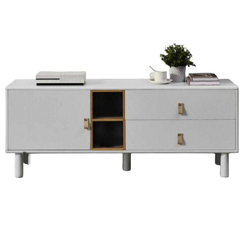 Crédence de rangement l 54,57 po Birga, Blanc