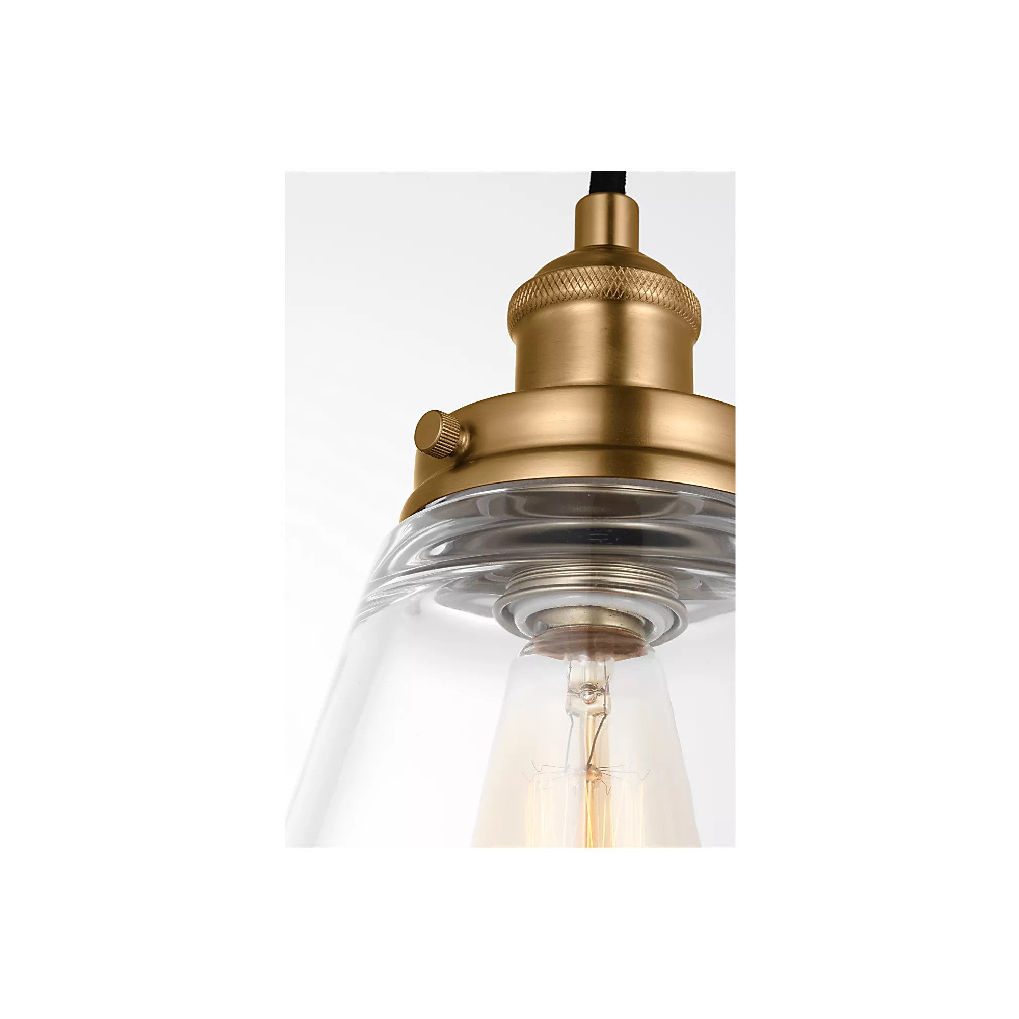 Topanga Single Light Glass Dimmable Pendant, Satin Brass, 11.62" H x 8.5" W x 8.5" D