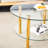 Fashionable Double Layer Clear Glass Coffee Table, 27.5" & 23.6" Tops, Golden Legs, Maintenance-Ease Feature Stylish Gold Iron Tubes, Easy Maintenance Characteristic