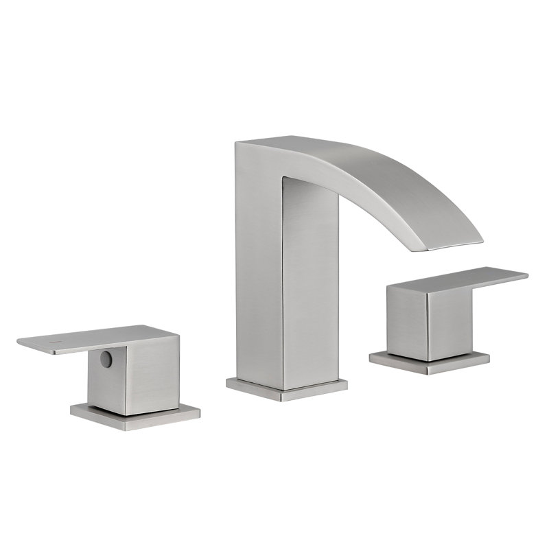 Modern Three-Hole Dual Handle Widespread 8" Bathroom Faucet, Brushed Nickel