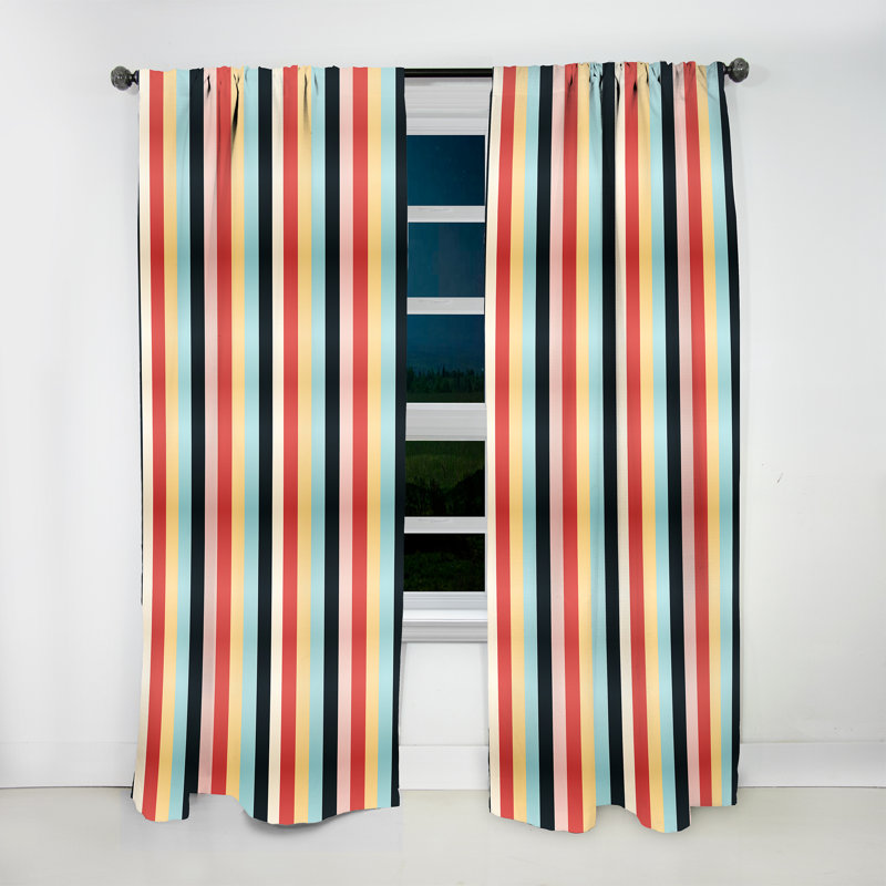Retro Revival Striped Motif III - Rideau à rayures - Rideau à rayures obscurcissant - 1 panneaux, L 52 po x L 84 po