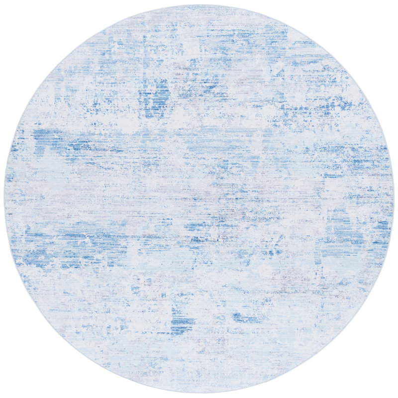 Seandre Abstract Machine Washable Area Rug, Rond 6 pi