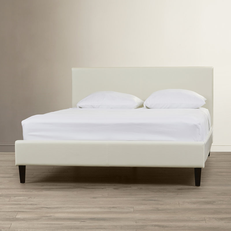 Vegan Leather Slat Bed, Twin, White