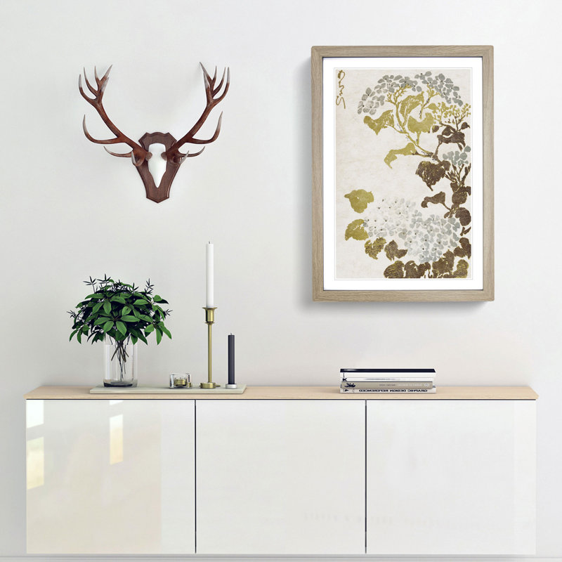 Hydrangea Flowers - Framed Print, 65cm H x 48cm W x 2cm D, Oak Framed