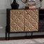 Console 56,5 po Mid-Century Buffet, bois massif et panneau de fibres à densité moyenne à motif géométrique 3D