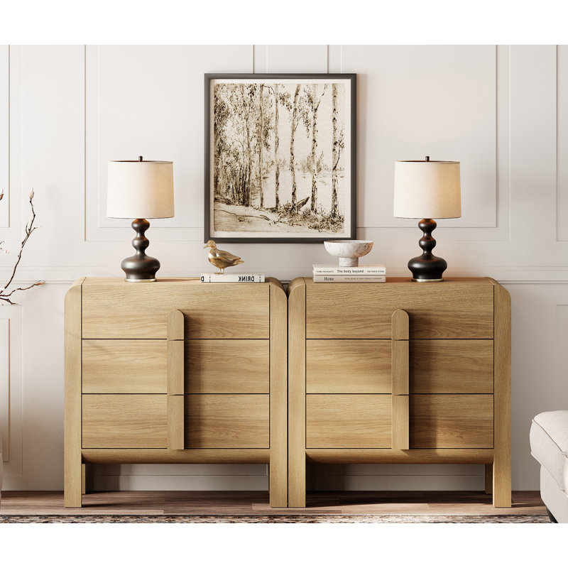 Ensemble de 2 armoires d'appoint en bois avec tiroirs Adora, Noyer