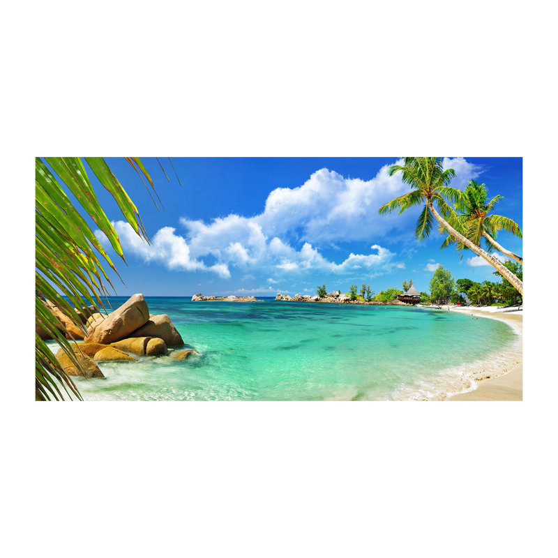 Seychelles Beach - Wrapped Canvas Print, 60cm H x 120cm W, Wrapped Canvas