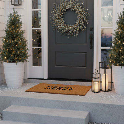 Brown And Black Christmas Outdoor Coir Door Mat