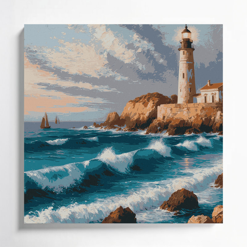 Art nautique gris sur toile, H 16 po x l 16 po