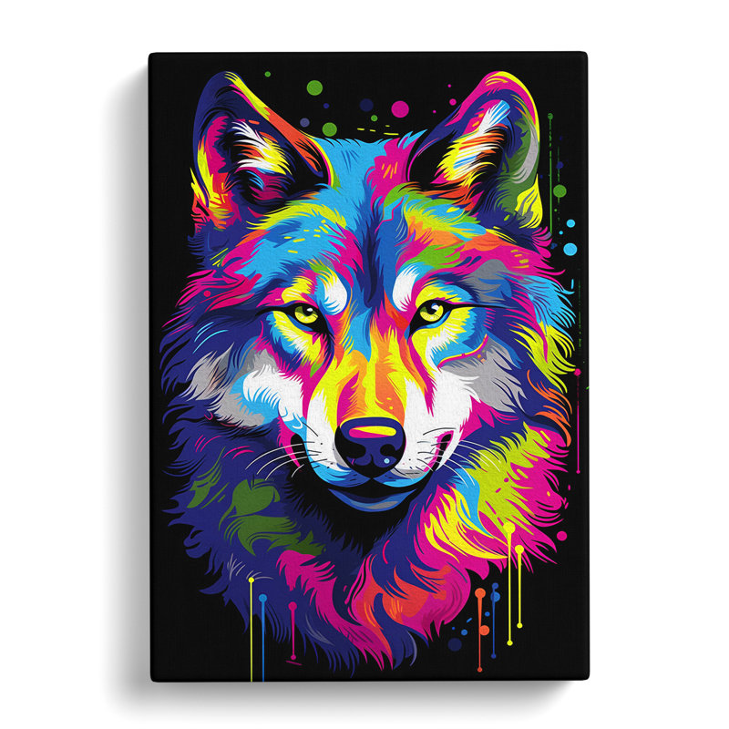 Wolf Pop No.2 - Wrapped Canvas Print, 60cm H x 40cm W x 3cm D