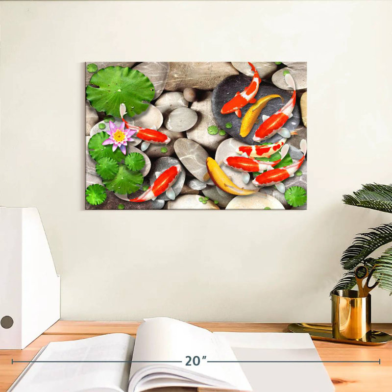 Pond With Koi, 8" H x 12" W