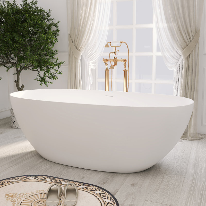 Baignoire autoportante 67 po à surface solide et autoportante 67 po