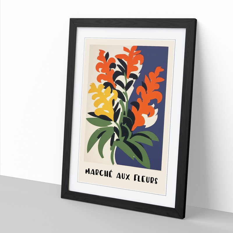 French Flower Market Exhibition No.1 - Single Picture Frame Print on Wood, 64cm H x 46cm W x 2cm D