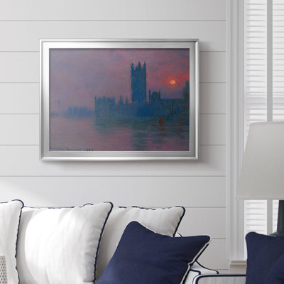 Maisons du Parlement, coucher de soleil - Claude Monet - Toile tendue avec châssis, 1903