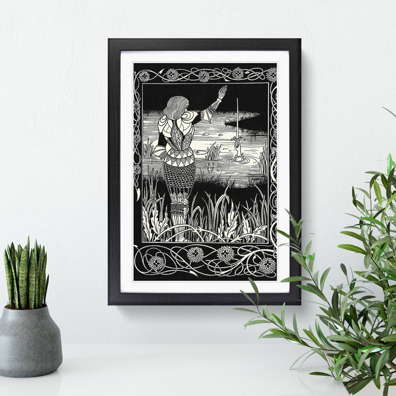 Excalibur in the Lake by Aubrey Beardsley - Framed Print, Black Framed, 36cm H x 27cm W x 2cm D