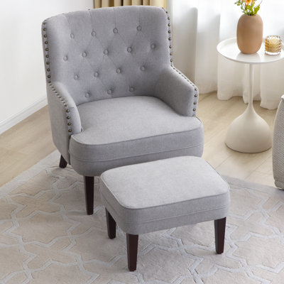 Fauteuil capitonné et repose-pieds HIMO de 28,3 po de largeur