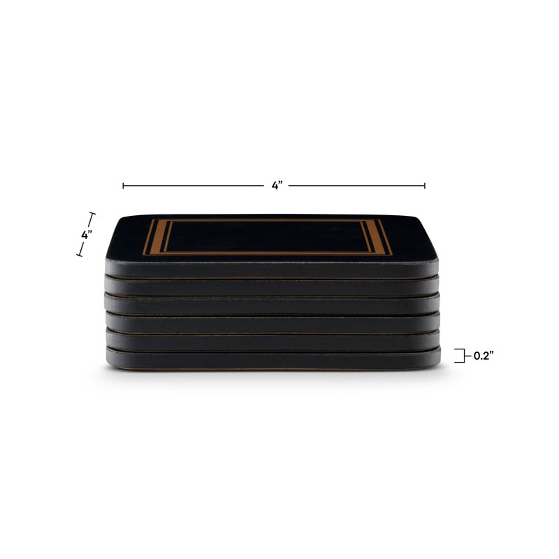 Pimpernel Classic Coasters 4"X 4", Black