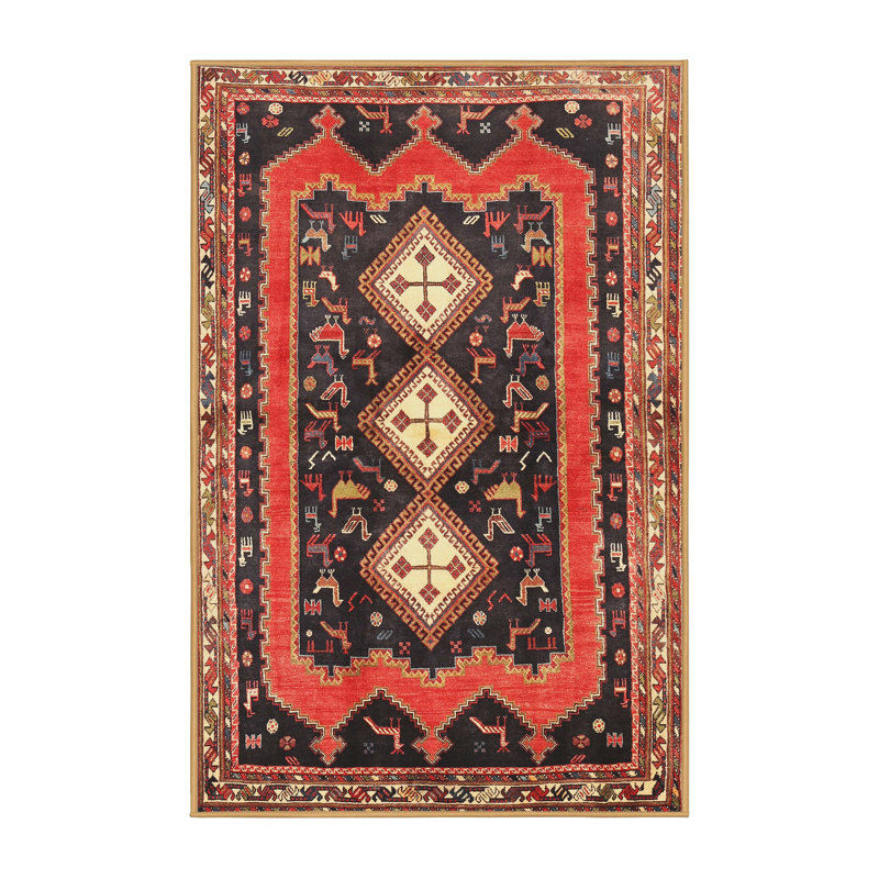 Tapis orange Southwestern, Rectangle 5 pi x 7 pi