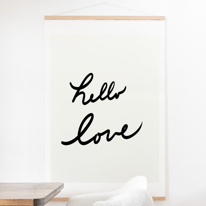" Hello Love On White ", 12" H x 12" W x 0.5" D, Poster