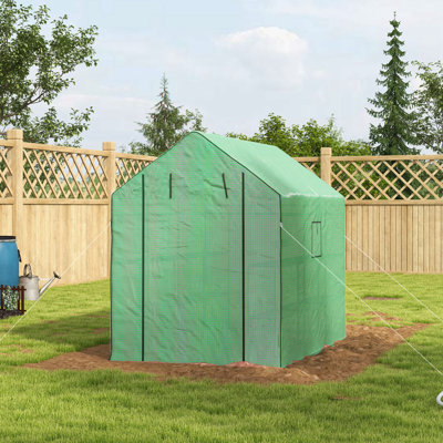 Serre de plain-pied avec 3 tablettes 12 niveaux, petite serre, vert