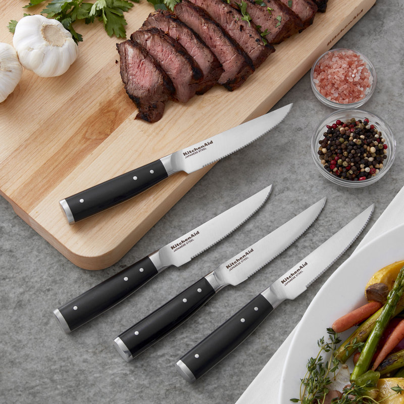 KitchenAid® Gourmet 4-Piece Forged Triple Rivet Steak Knife Set, Black
