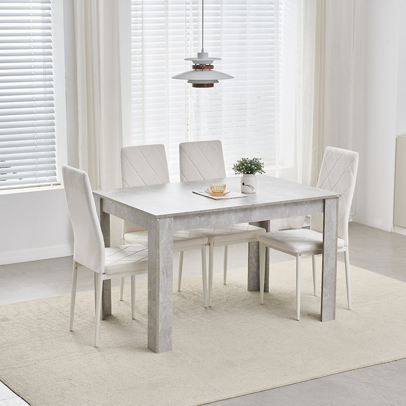 4 -Person Dining Set, Grey Velvet Chairs#4