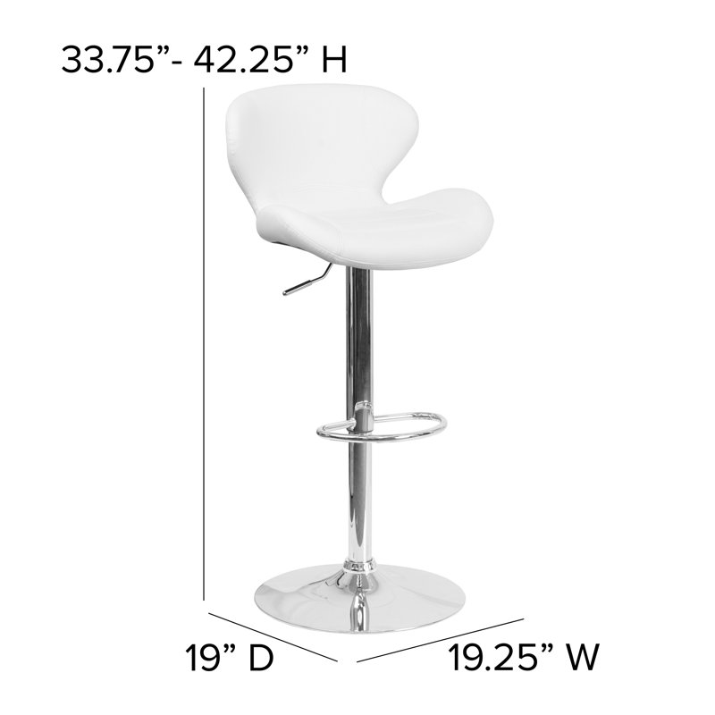 Oakgrove Swivel Upholstered Adjustable Height Counter Stool with Metal Frame, White