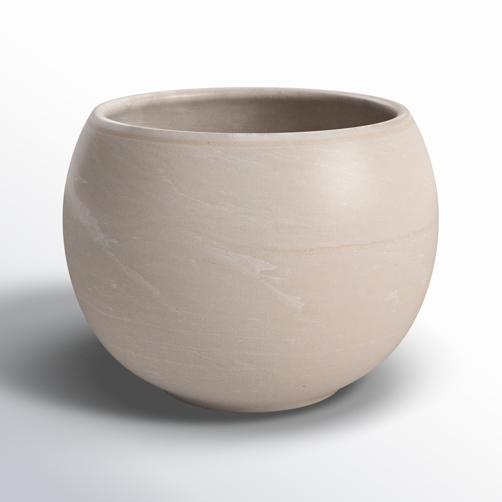 Handmade Ceramic Pot Planter, Tan, 4.75" H x 6.5" W x 6.5" D