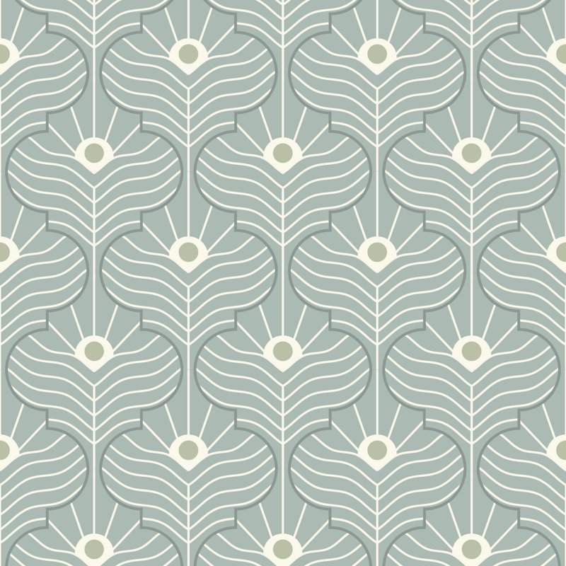 Moroccan Peacock 10' L x 24" W Wallpaper Roll, Self-adhesive, Powder Ash