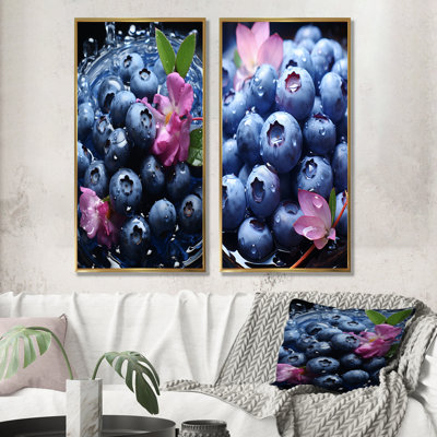 Ensemble de 2 impressions sur toile mauves et bleues «Blueberry Bliss II»