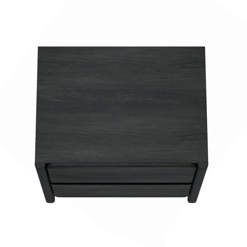Linda 24" Nightstand In Charcoal Gray (2-Drawer), Charcoal Gray