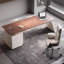 Bureau rectangulaire en noyer massif + bois manufacturé avec 3 tiroirs-795284927-795284925