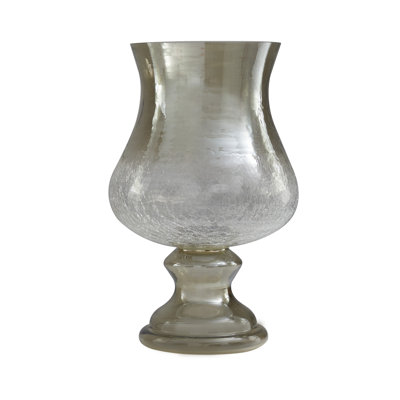 Glass Handmade Turned Style Pillar Hurricane Lamp with Smoked Glass Finish