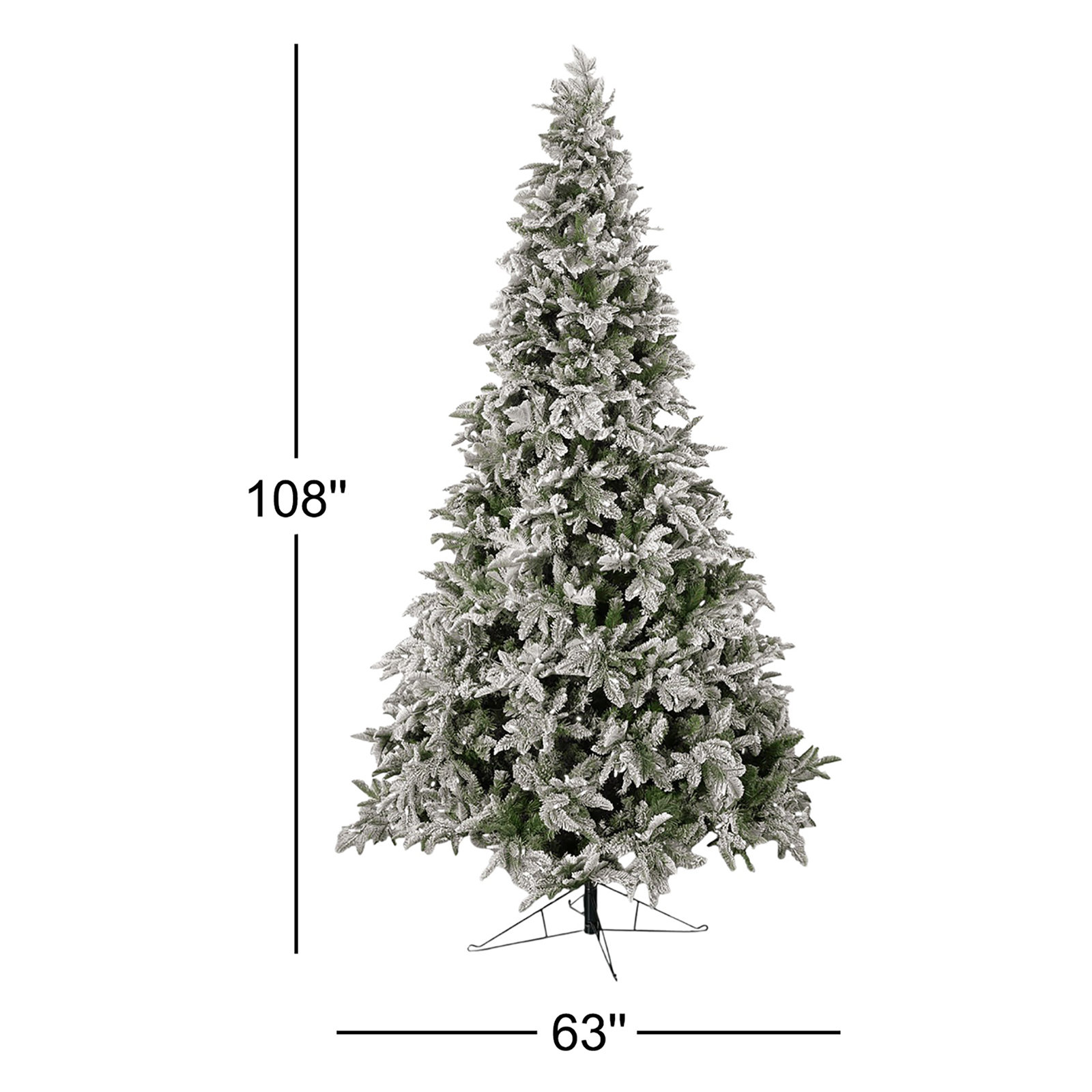 Flocked Pre-Lit Artificial Christmas Tree, Green-White, 9'