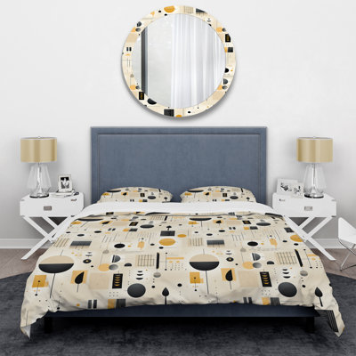 Monochromatic Zen I Geometric Shapes Duvet Cover