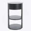 Indoor 3-Tier Round Metal Side Table With Sliding Cabinet, Matte Black | Gift Idea-1482534958