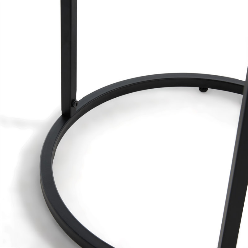 ClickDecor Wilson Modern Round Side End Table, Diagonal-Pattern Table Top, Living Room Accent Furniture, Carbon Black