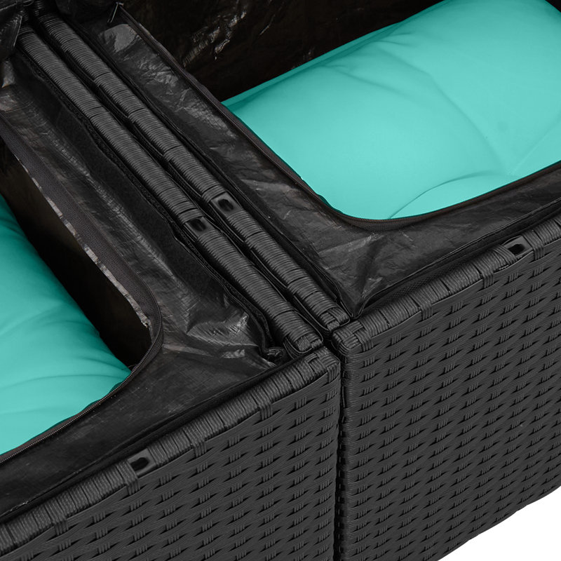 Ensemble de canapé de jardin vidaXL 7 pièces en rotin de polyester noir et turquoise