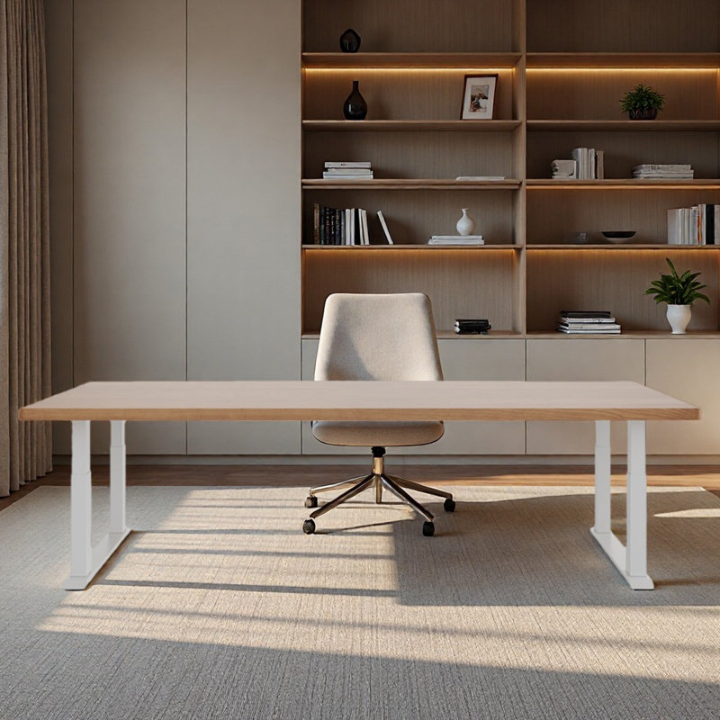 Bureau à hauteur réglable pour table de travail en bois massif, H 46,85 po x l 94,49 po x P 31,5 po