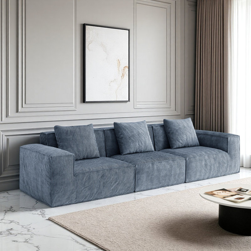 Canapé modulaire à trois places Boneless, Tissu gris 