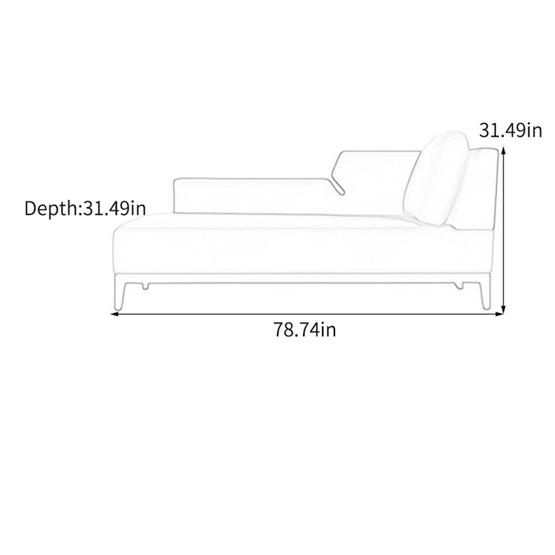 Chaise longue en flanelle confortable, Orienté à droite