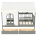 Lit cabane une place avec 2 tiroirs, tablette et bande DEL, gris