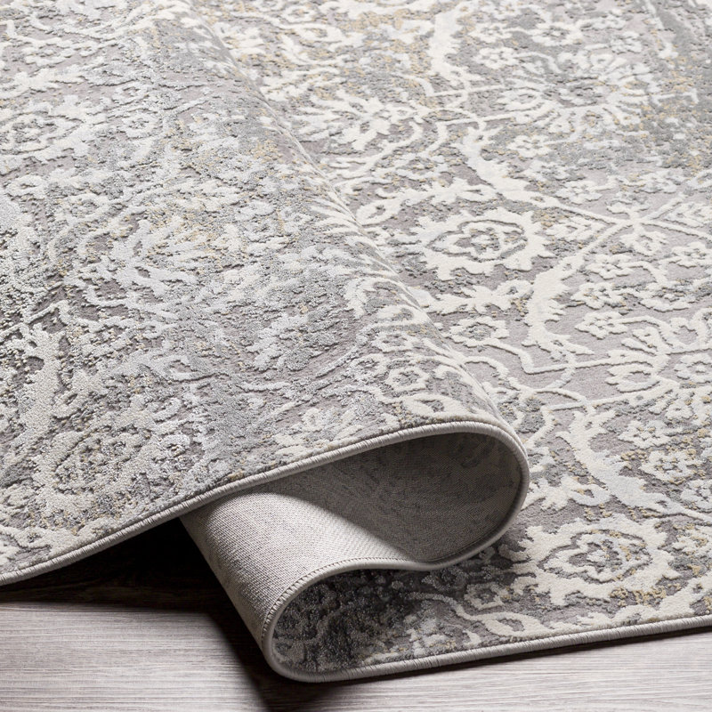 Tapis floral ivoire / gris Amoll, Rectangle 12 pi x 15 pi