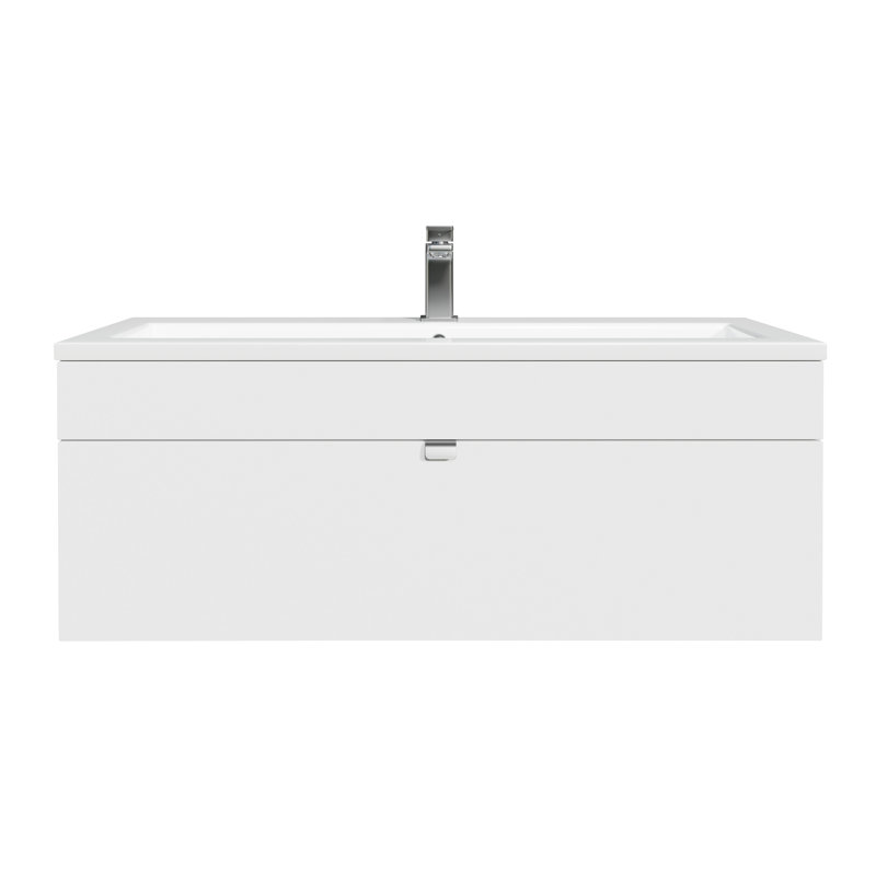 Ensemble de meuble-lavabo mural moderne 42 po Loft Collection - Poignées blanches / chromées, 42", Blanc / chrome
