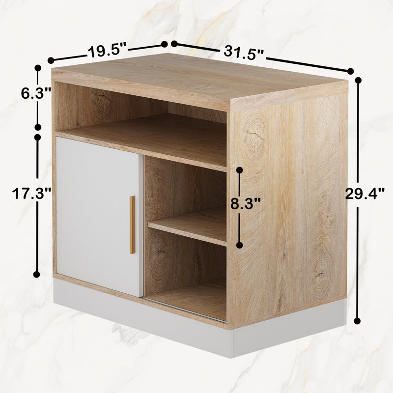 Armoire de rangement Adonia en bois de 80 cm de large avec porte, idéale pour le bureau à domicile. Étagères ouvertes ajustables, fini noyer blanc.