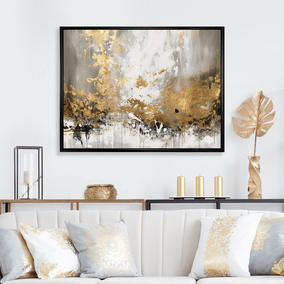 Gold and White Abstract - Abstract Wall Art Mercer41 Overall