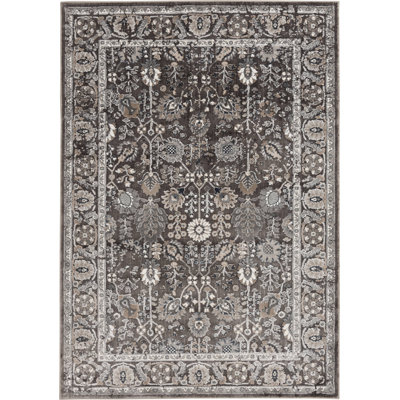 Tapis oriental gris en polypropylène d'intérieur Ebern Designs