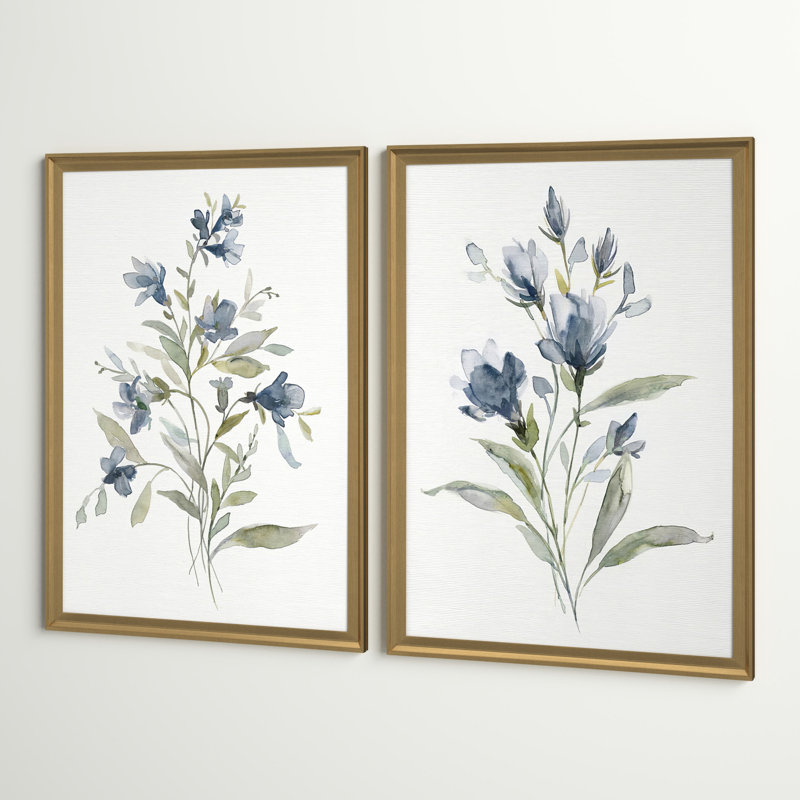 Linen Botanical III - ensemble de 2 reproductions d'art, Toile encadrée, H 18,5 po x l 24,5 po, Doré