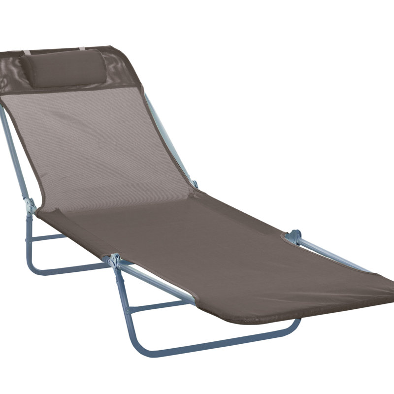 Chaise de plage brune, 5 sièges inclinables et respirants en filet avec pour l'extérieur