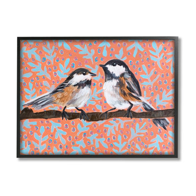" Finches Standing Tree Branch Retro Botanical Pattern " by Molly Susan Strong